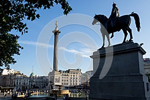 Architectural detail of Trafalgar Square in central London